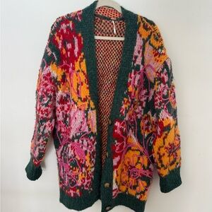 Free People Alexis Floral Knit Cardigan M